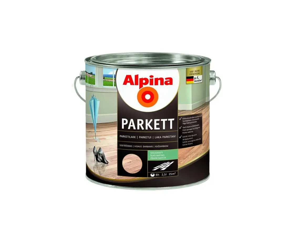 პარკეტის ლაქი ნახევრად გლუვი 5ლ ALPINA — ლაქი